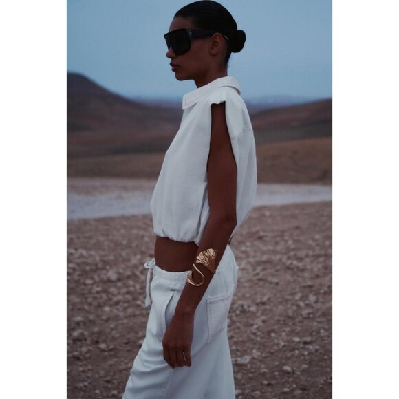 ZARA TOPSTITCHED WAISTCOAT WITH ELASTICATED HEM - Picture 3 of 8